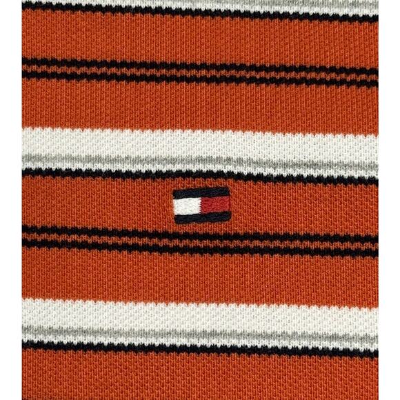 Tommy Hilfiger Mens Orange Blue Striped Short Sleeve Polo Shirt Size XXL - Picture 4 of 7